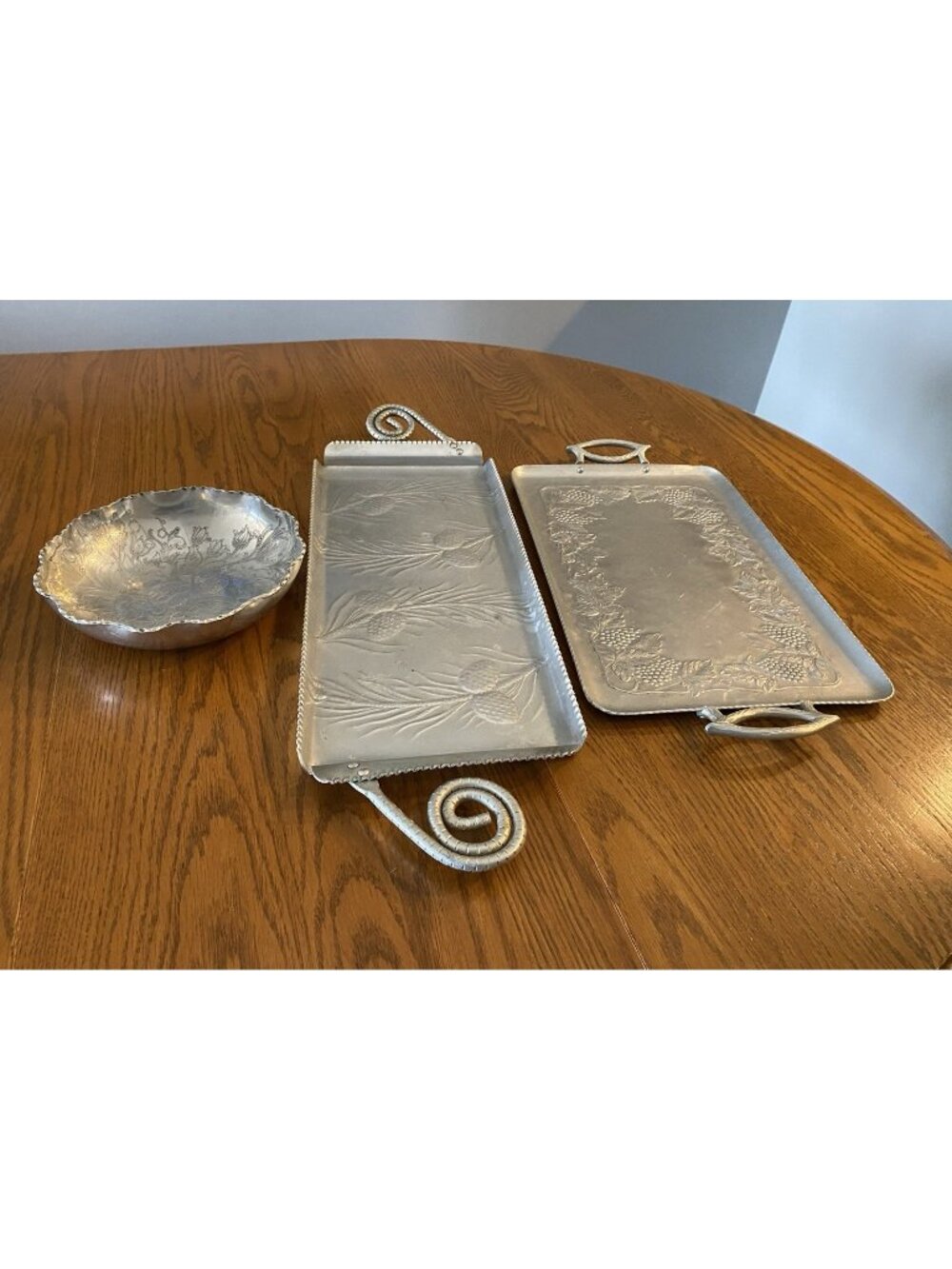 Hammered Aluminum Serving Trays -Lot Of 3- Everlast And Others